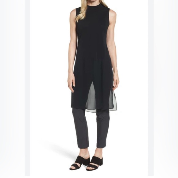 Eileen Fisher Sleeveless Mock-Neck Stretch Silk Jersey Tunic - Picture 5 of 8